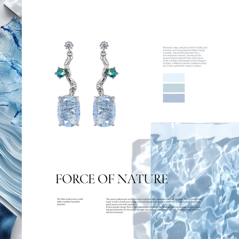 Blue Tide Crystal Earrings