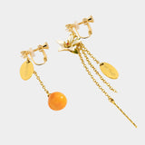 Orange & Blossom Unbalance Tassel Earrings