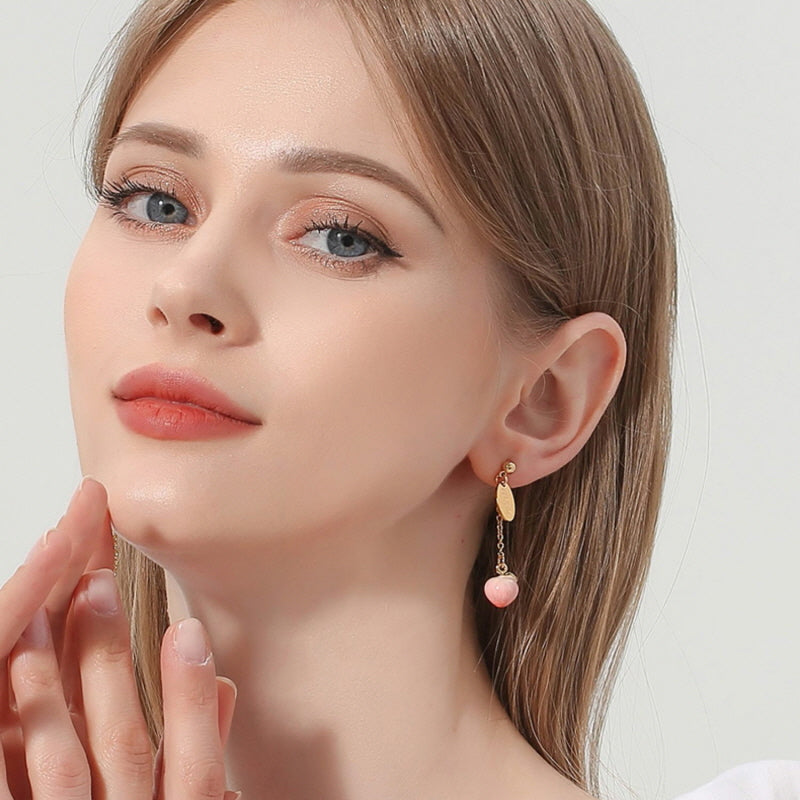 Peach & Blossom Unbalance Tassel Earrings