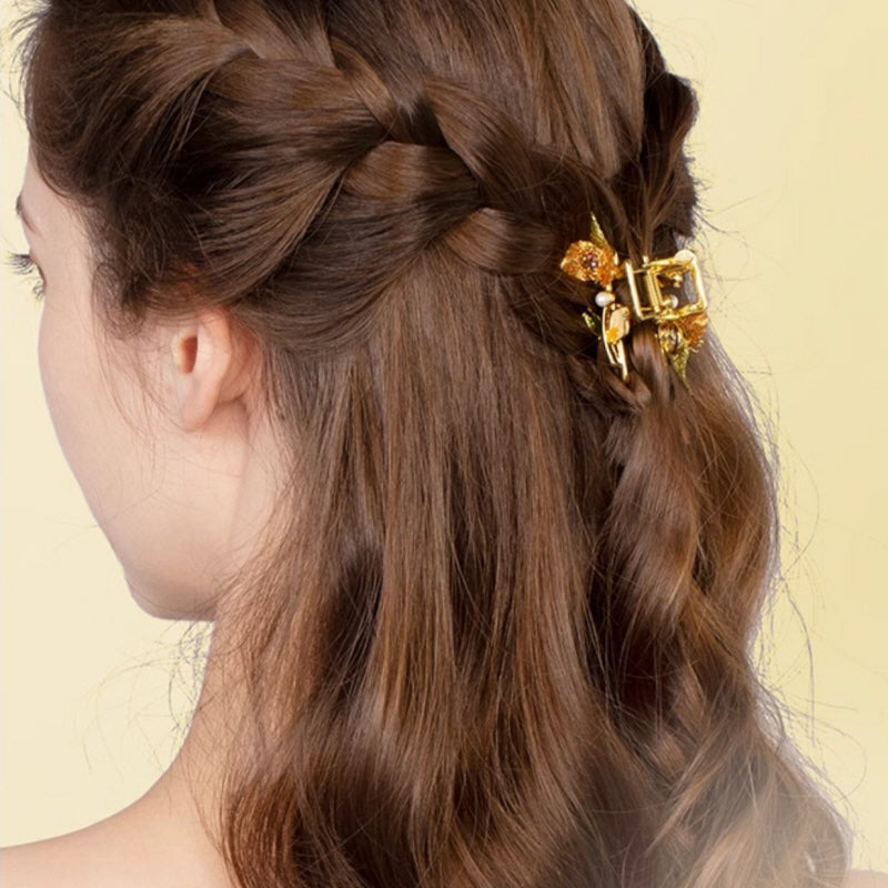 Golden Wild Rose Hair Clip