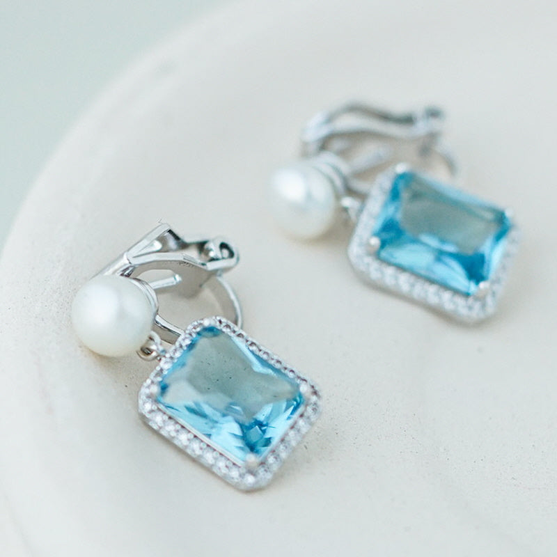 Azure Pearl Elegance Earrings