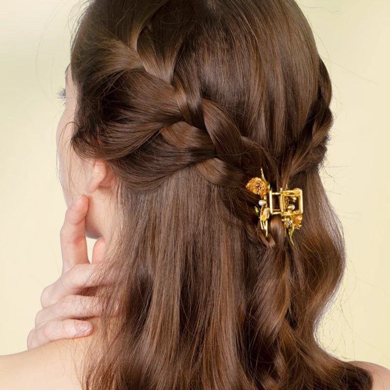 Golden Wild Rose Hair Clip