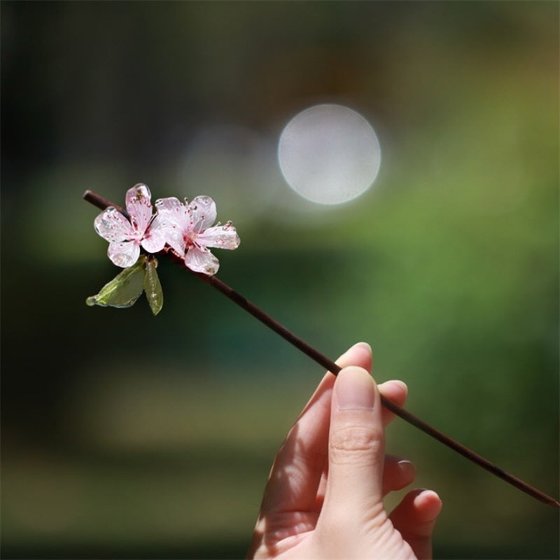 Peach Blossom Bamboo Hair Stick