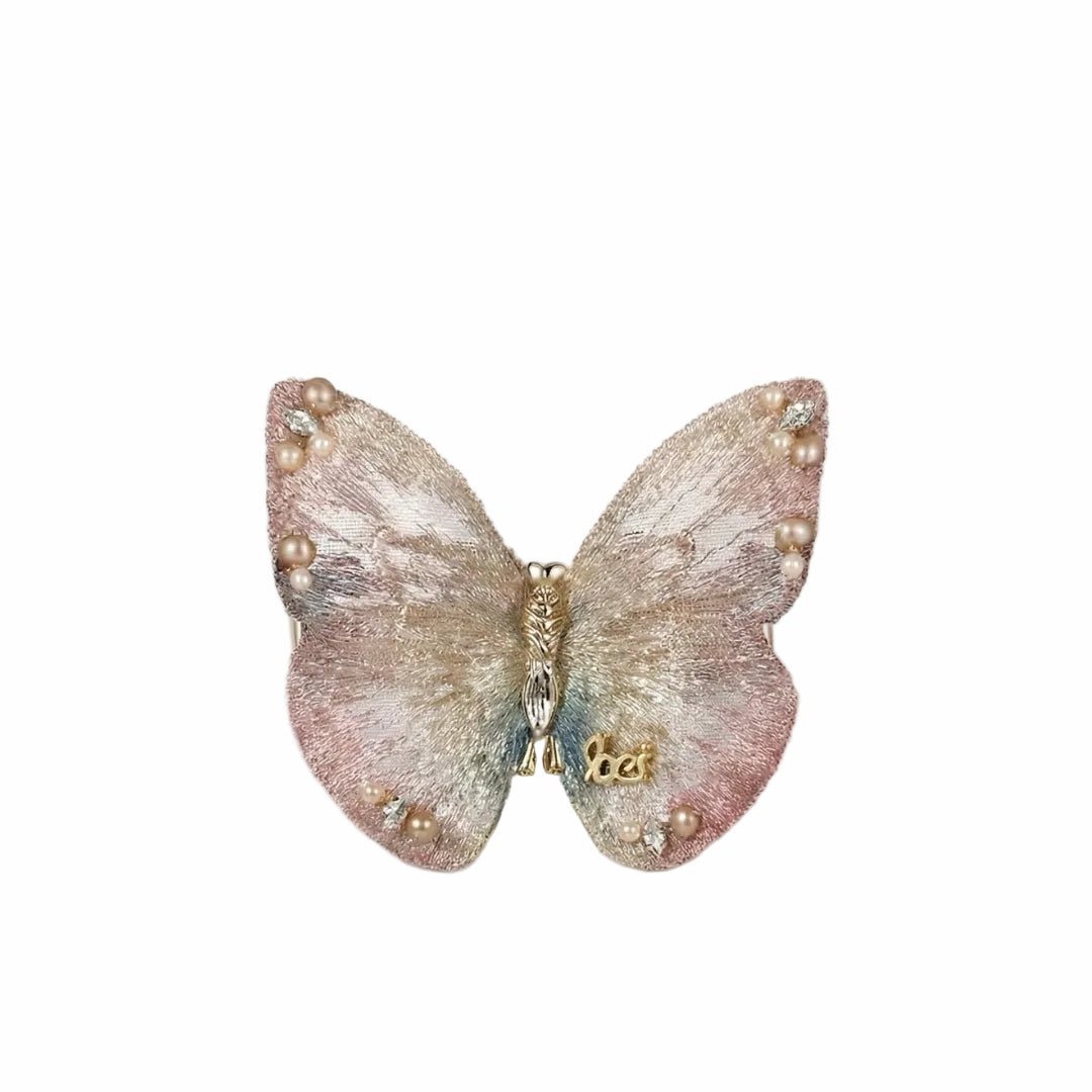 Pink Serenity Veil Butterfly Clip