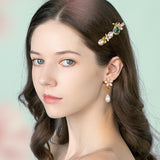 Peach Blossom Flower & Pearl Hair Pin