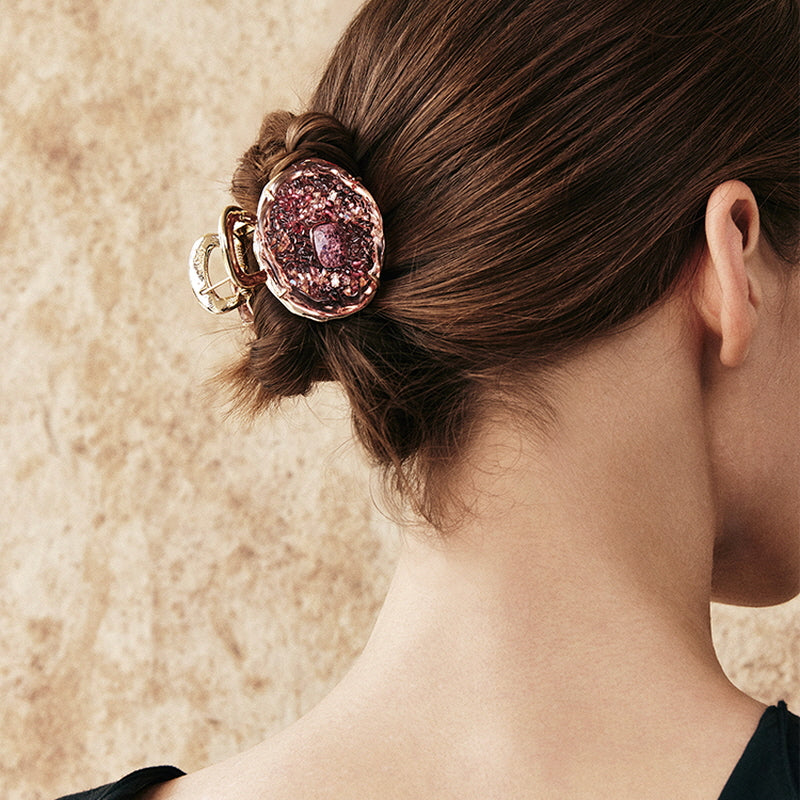 Crystal Petal Rose Claw Clip