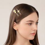 Three Daisy & Pearl Side Hair Clip