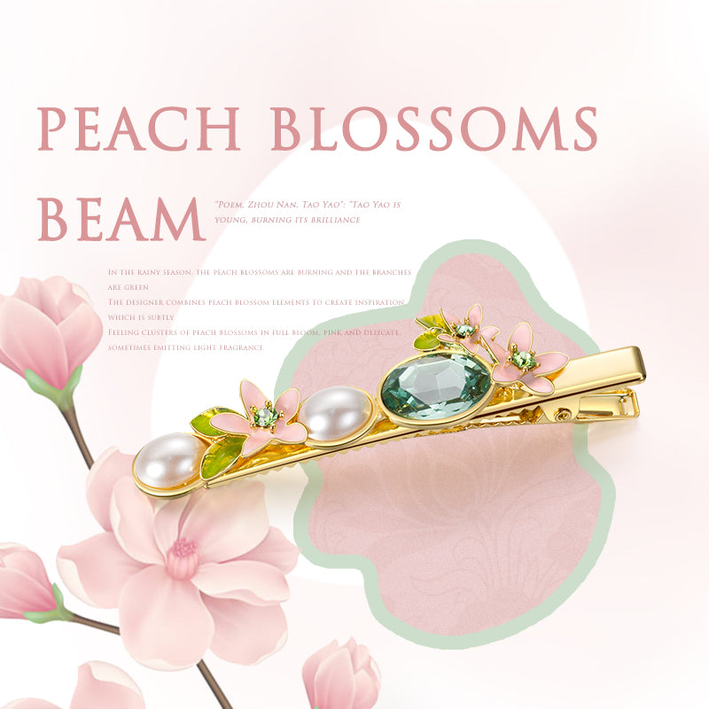 Peach Blossom Flower & Pearl Hair Pin