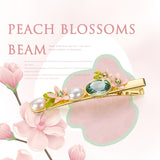 Peach Blossom Flower & Pearl Hair Pin