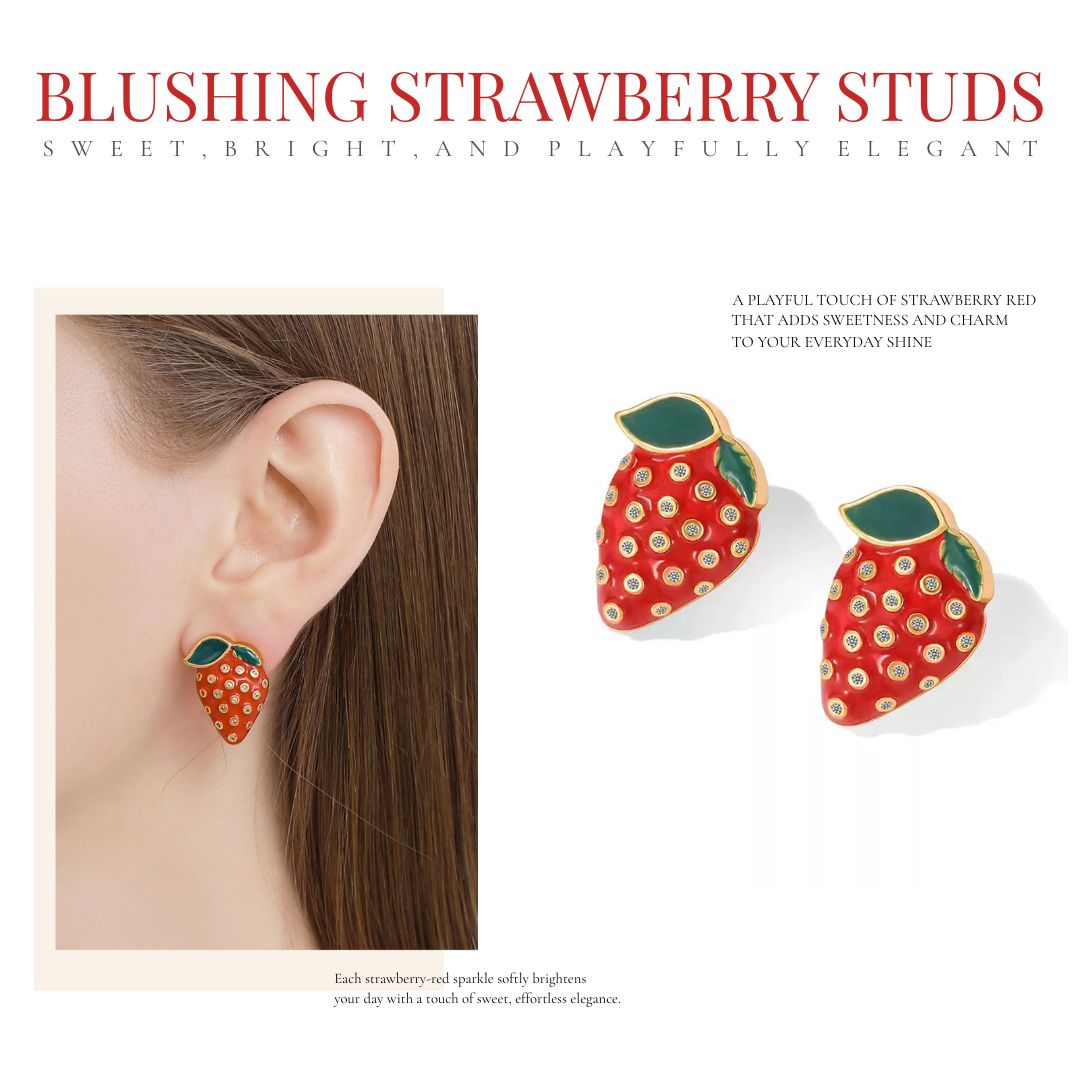 Blushing Strawberry Studs