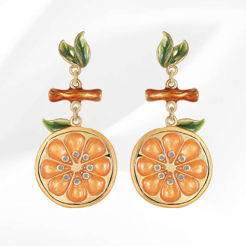 Golden Lemon Slice Earrings