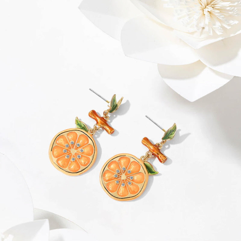 Golden Lemon Slice Earrings