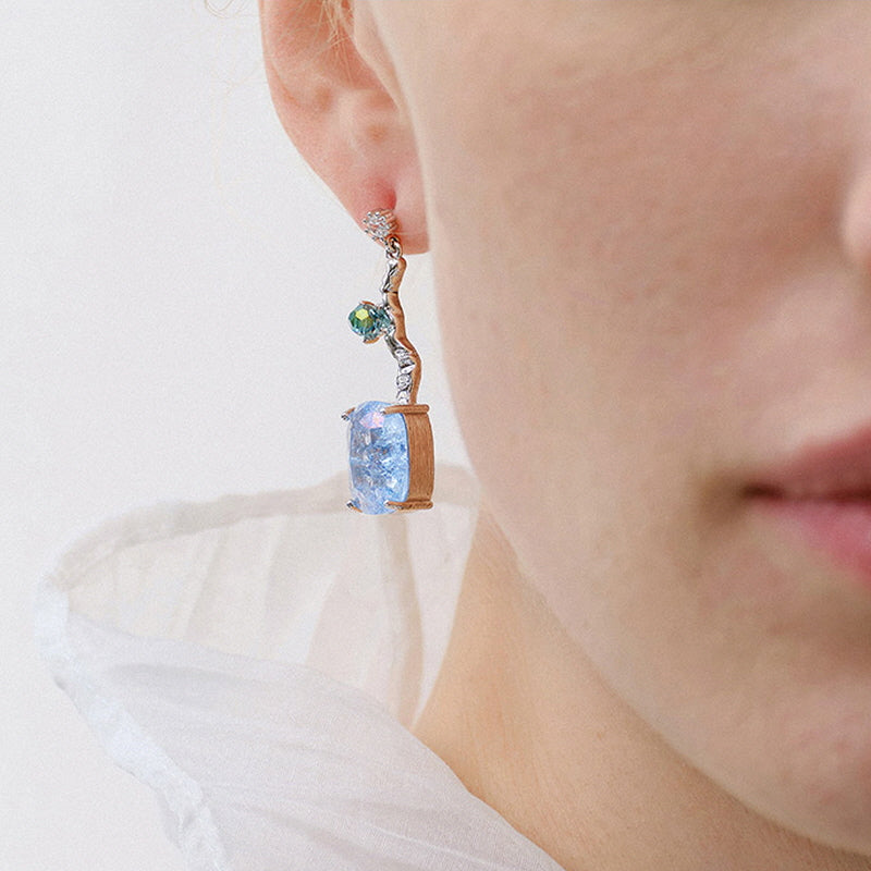 Blue Tide Crystal Earrings