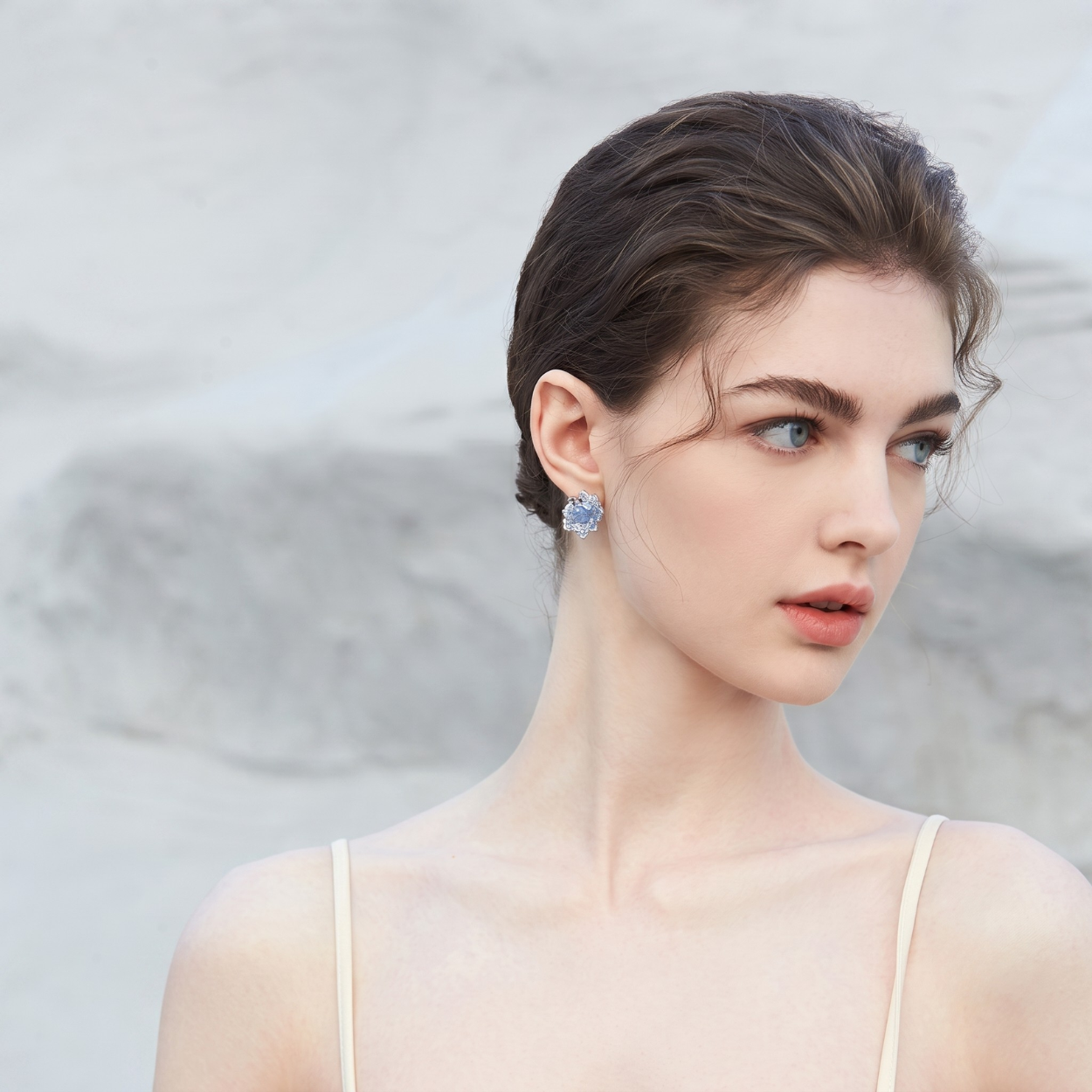 Blue Tide Halo Stud Earrings