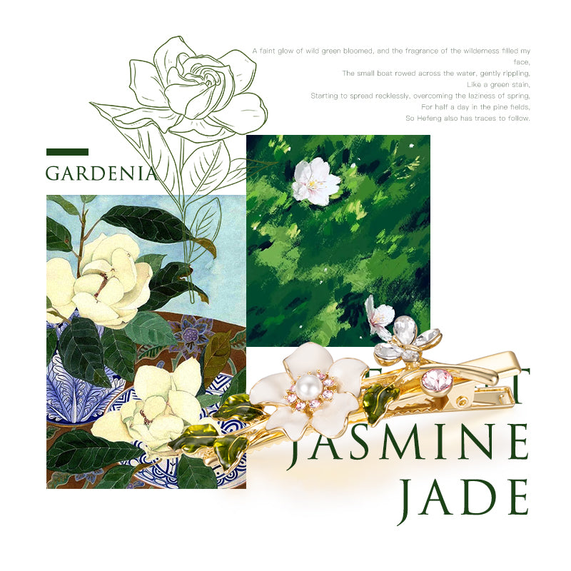 Jasmine Blossom Jade Side Hair Clip