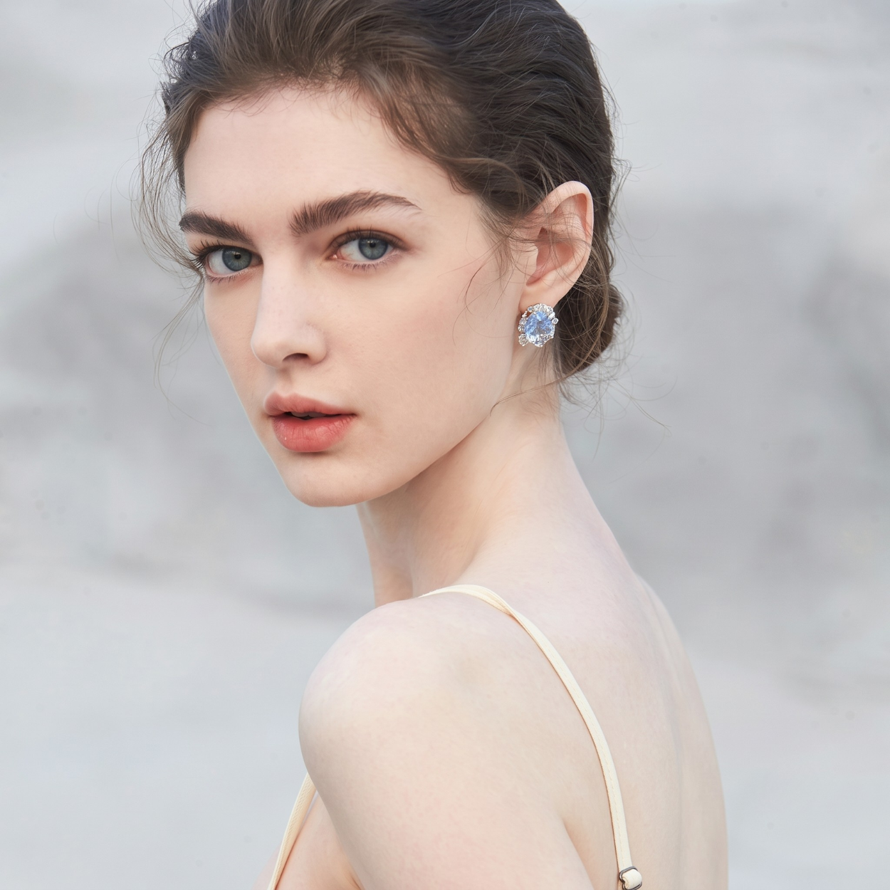 Blue Tide Halo Stud Earrings