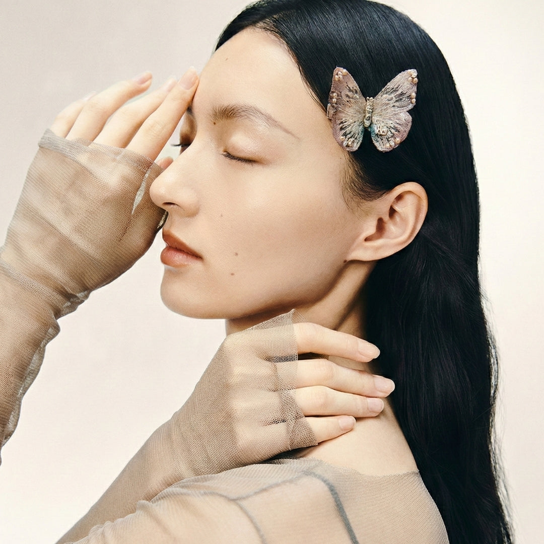 Pink Serenity Veil Butterfly Clip