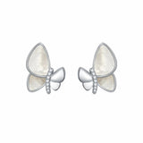 Silvara Mother of Pearl Butterfly Stud Earrings