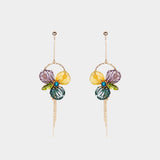 Art Nouveau Floral Drop Tassel Earrings