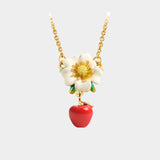 Red Apple Flower Necklace