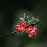 Red Plum Blossom Bamboo Hair Stick