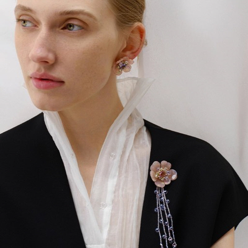 Blossom Glow Rosy Crystal Brooch