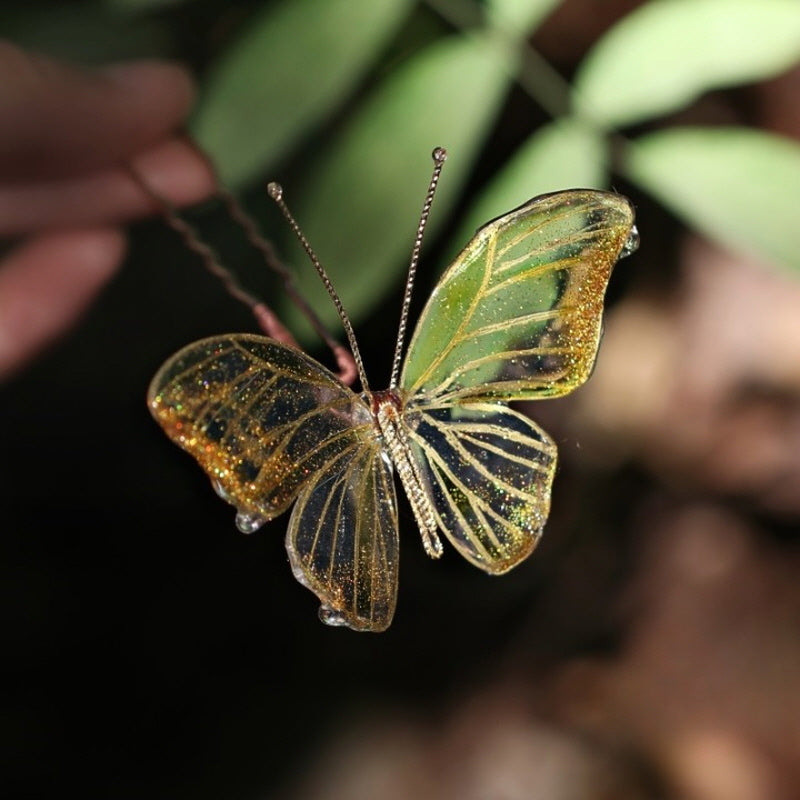 Golden Aurora Butterfly U-Shaped Hair Stick