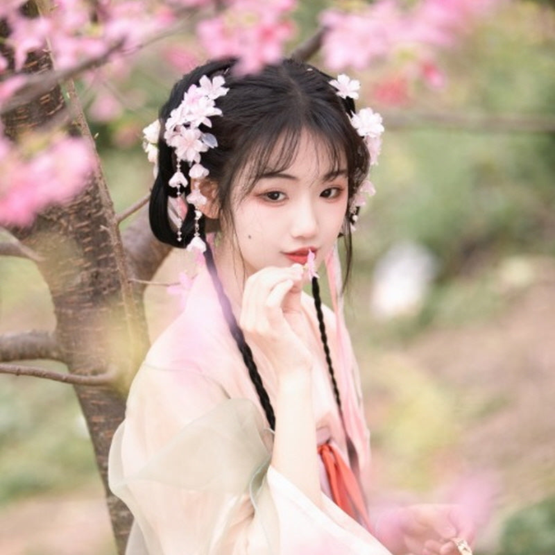 Korean Princess Cherry Blossom Tassel Hair Stick