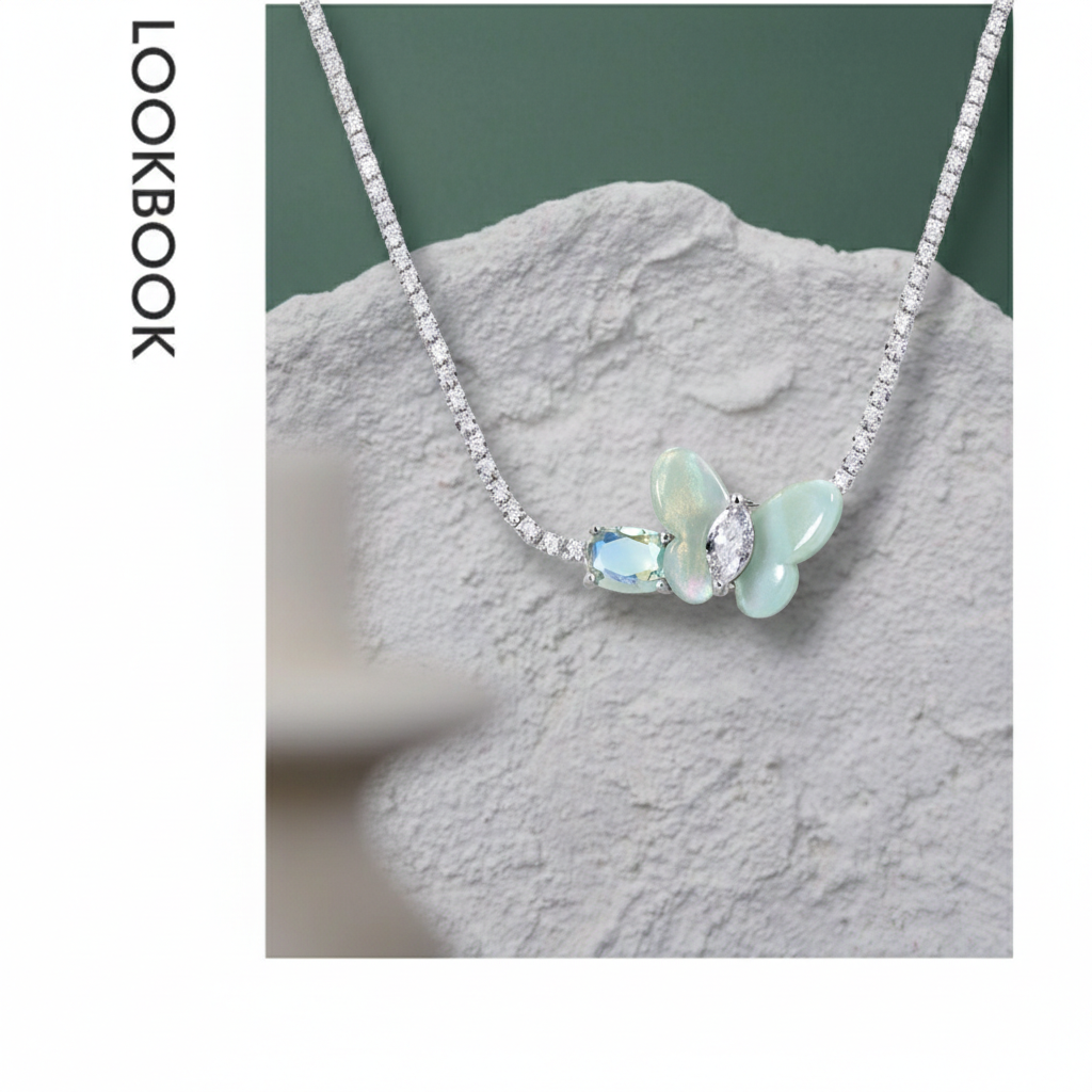 Celeste Luster Marquise Butterfly Necklace