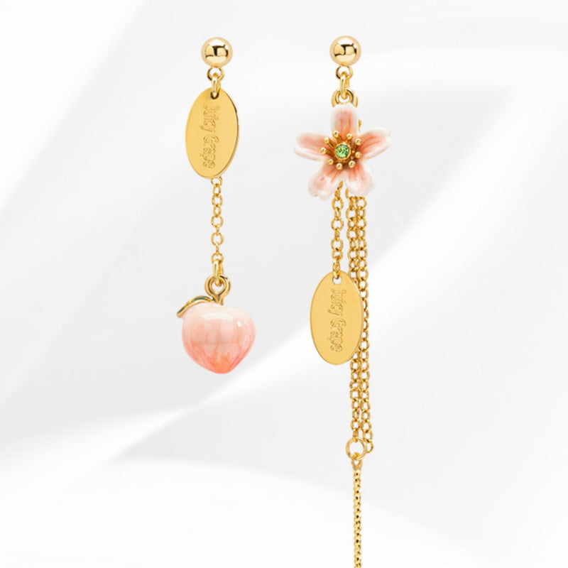 Peach & Blossom Unbalance Tassel Earrings