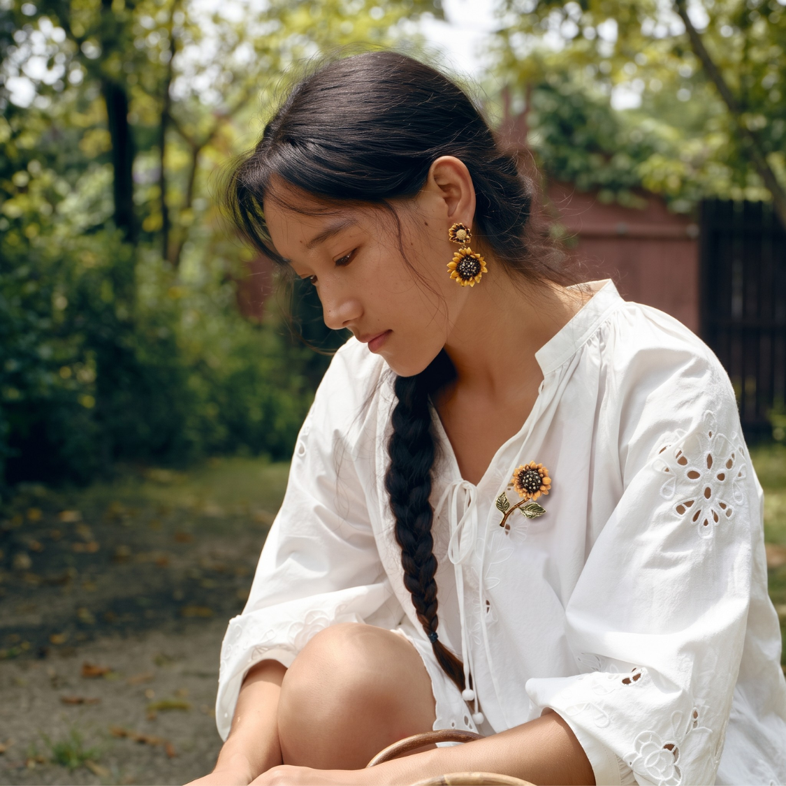 Arles Sunflower Drop Earrings