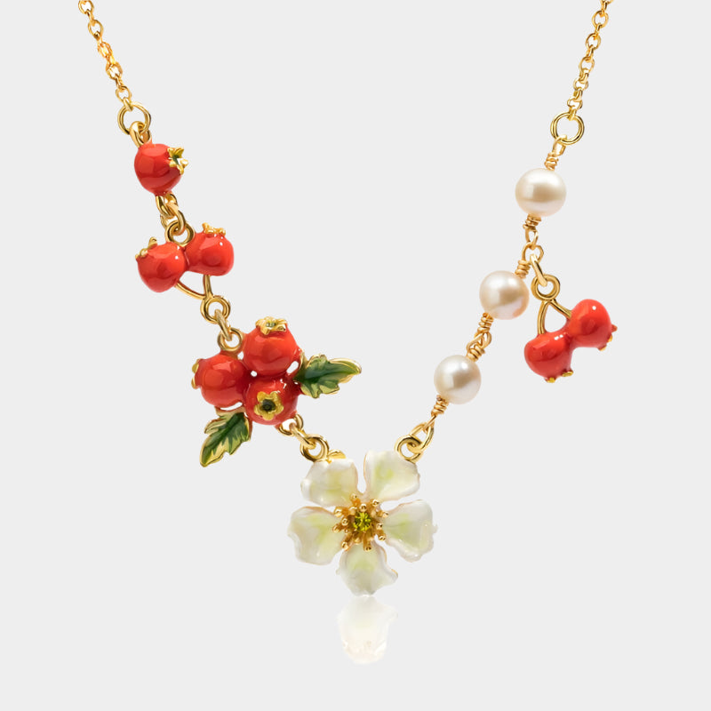 Red Berry Flower Necklace