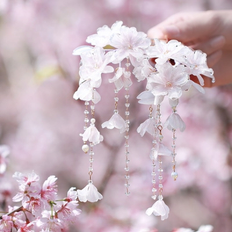 Korean Princess Cherry Blossom Tassel Hair Stick