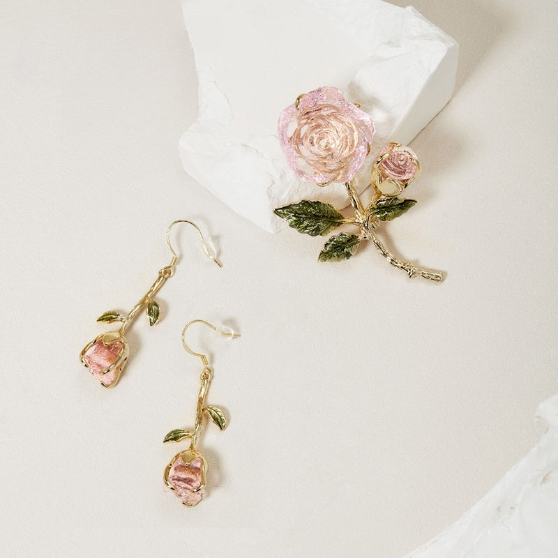 Crystal Rose Collection ㅡ Earrings & Brooch