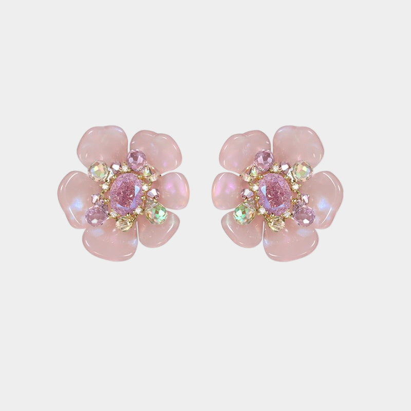 Blossom Glow Rosy Crystal Earrings