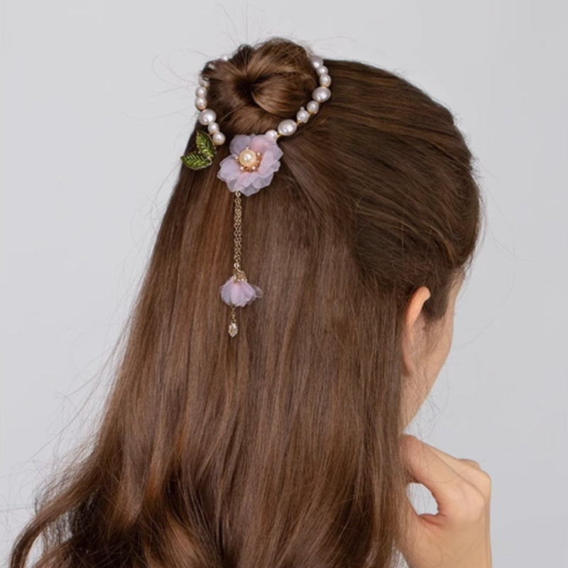 Sakura Pearl Bloom Ponytail Clip