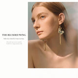 Ballet Rose Butterfly Fringe Earrings