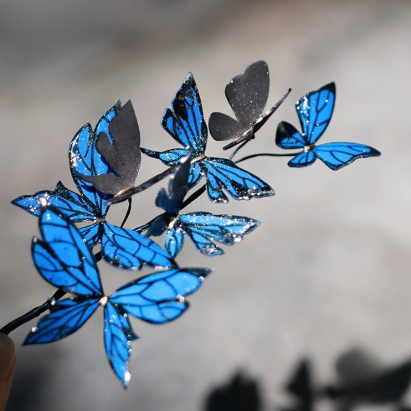 Blue Flash Butterfly Hair Pin