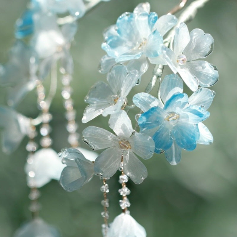 Azure Blossom Drizzle U-Shaped Hair Stick