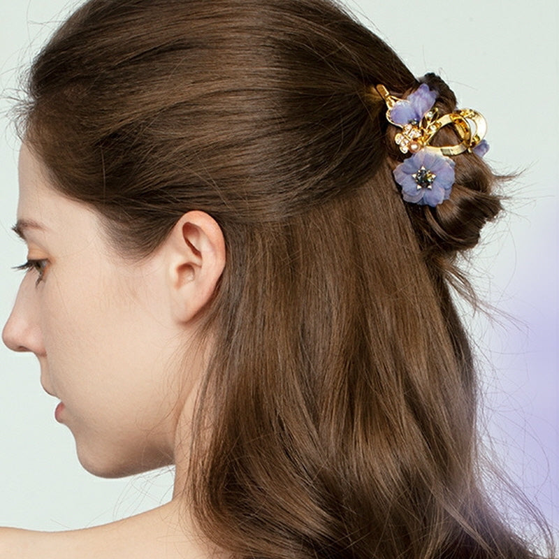 Violet Flower in the Wind Hair Clip