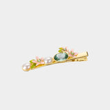 Peach Blossom Flower & Pearl Hair Clip