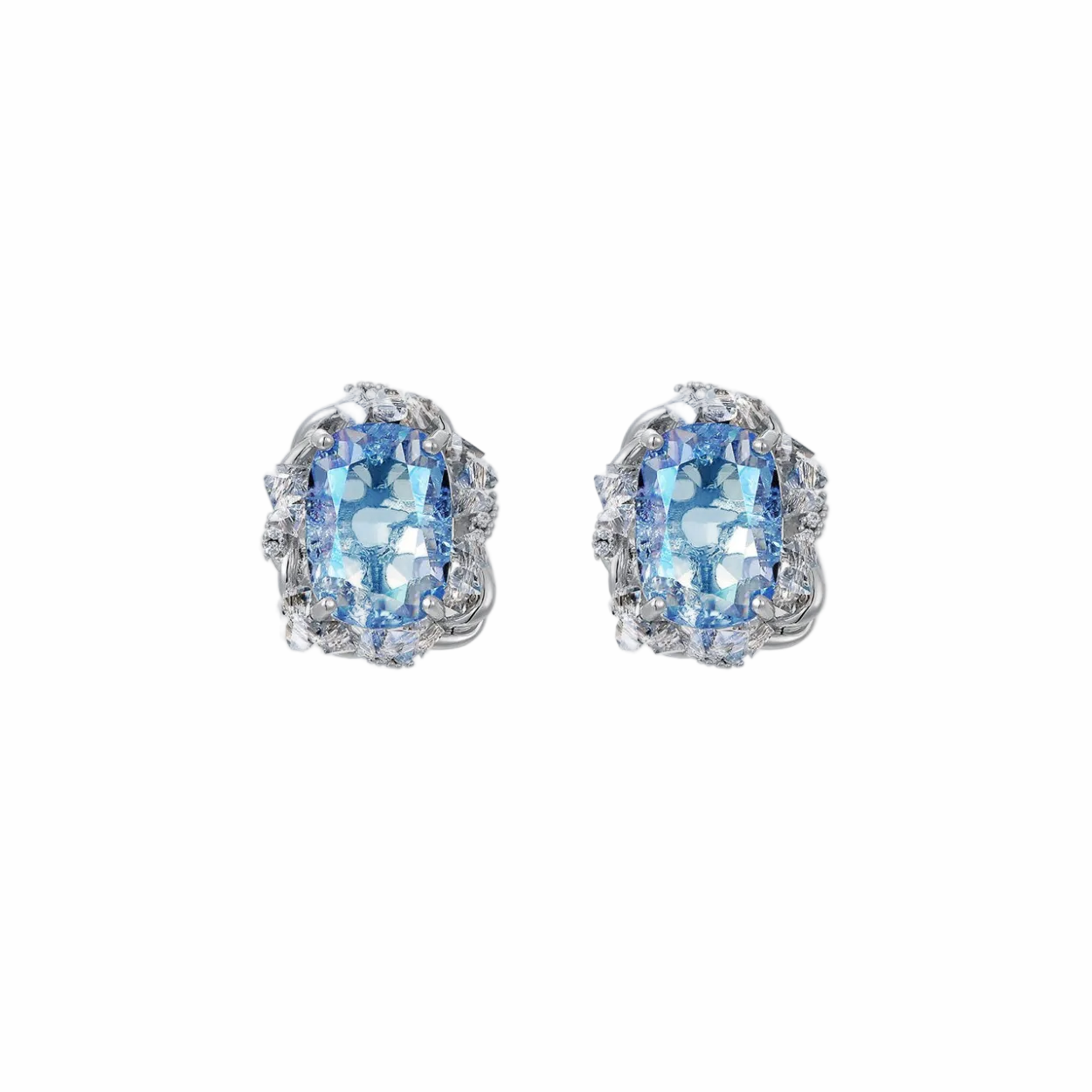 Blue Tide Halo Stud Earrings
