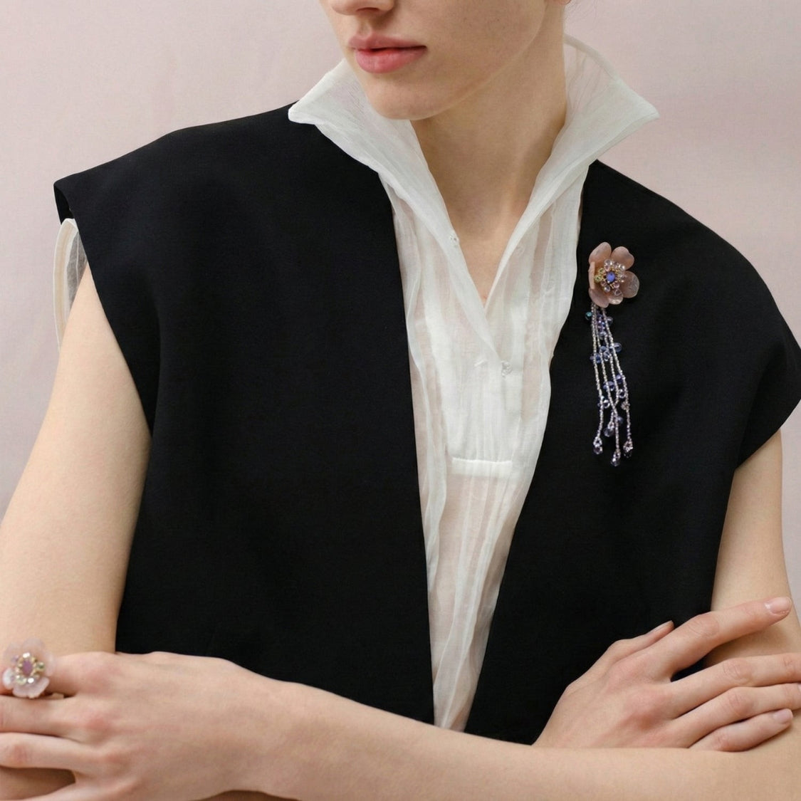 Blossom Glow Rosy Crystal Brooch