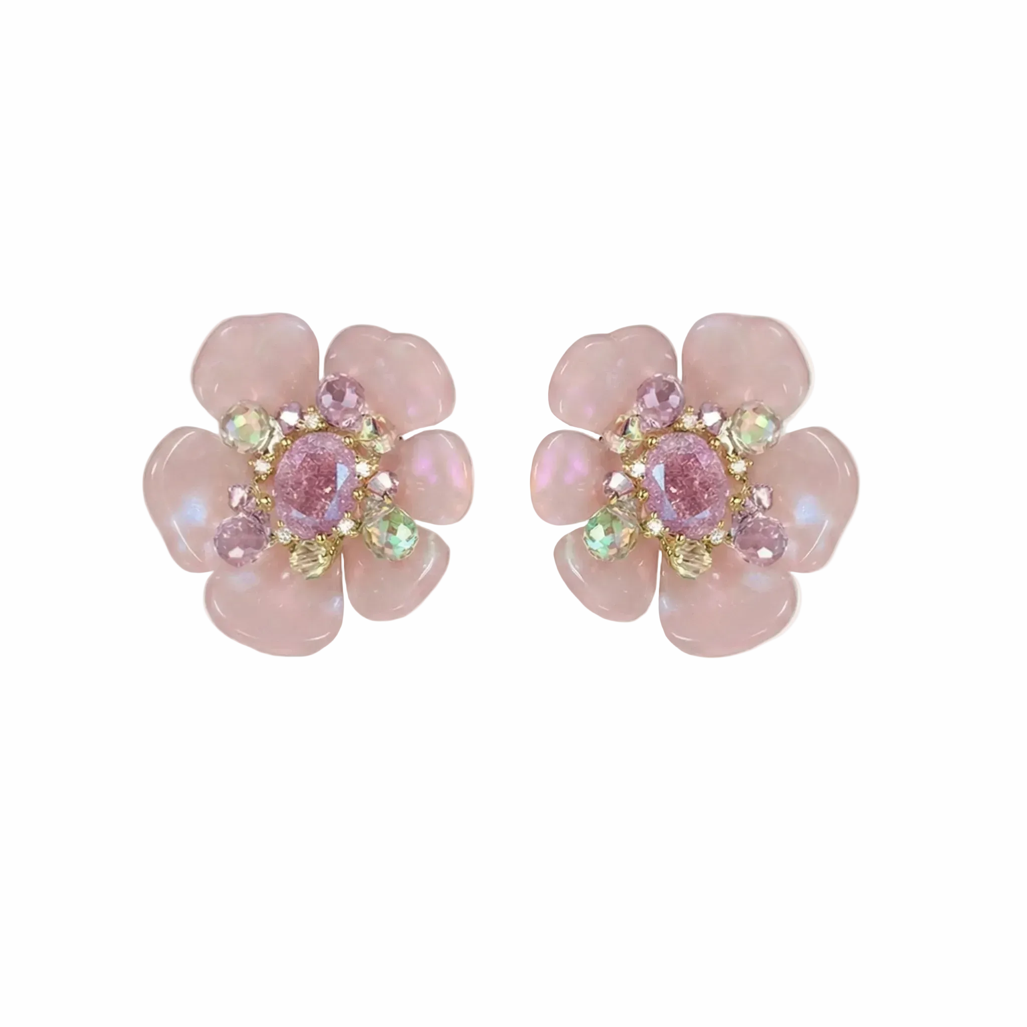 Blossom Glow Rosy Crystal Earrings