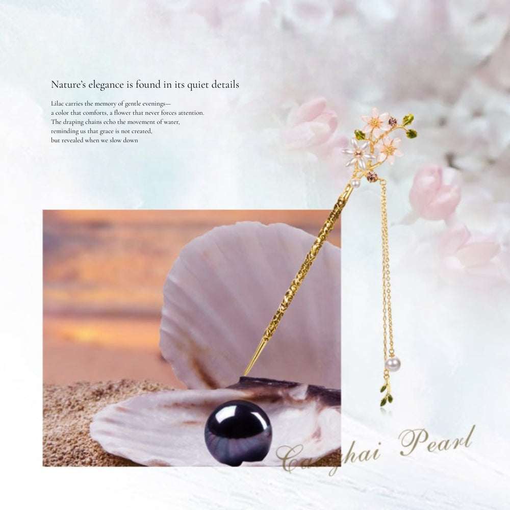 Lilac Blossom Drape Hair Stick