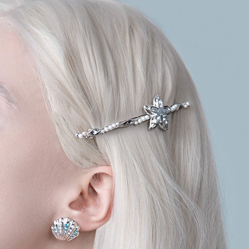 Blue Crystal & Starfish Pearl Hair Pin