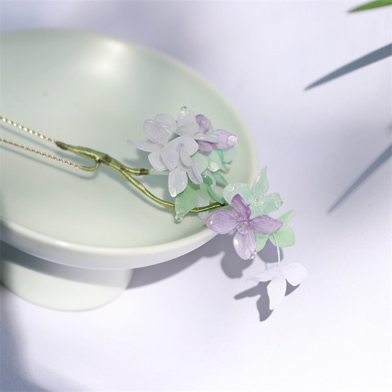 Hyedrangea & Butterfly U-Shaped Hair Stick