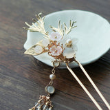 Oriental Deer and Flower U-Shaped Hair Stick