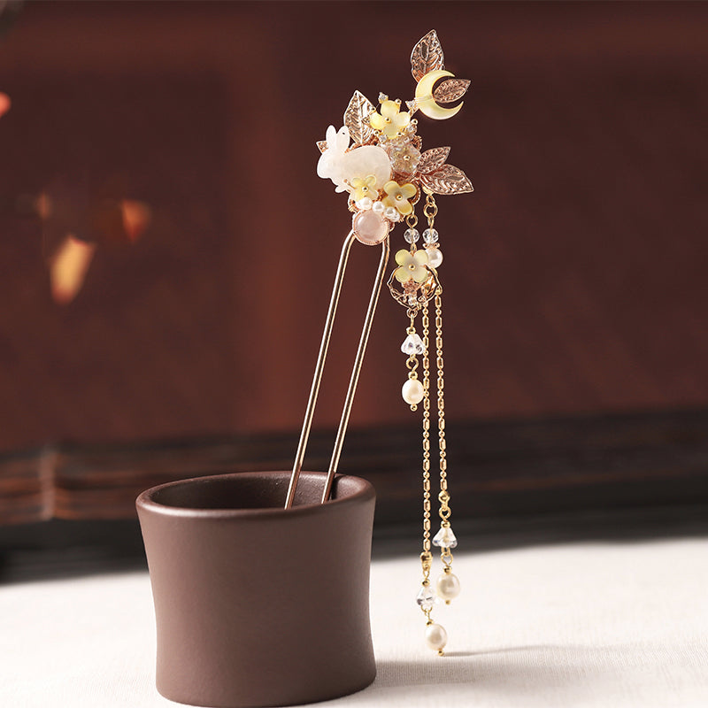 Oriental Moonlight Bunny U-Shaped Hair Stick