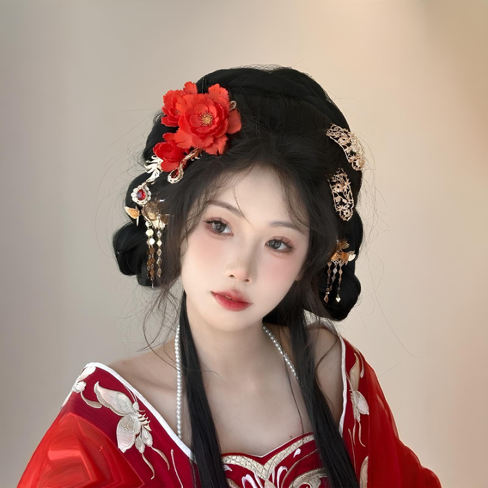 Scarlet Peony U-Shaped Hair Stick